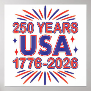Affiche 250 ans États-Unis 1776–2026 Semiquincentenaire