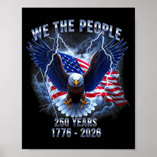Affiche 250e anniversaire 1776-2026 Drapeau Amérique Aigle