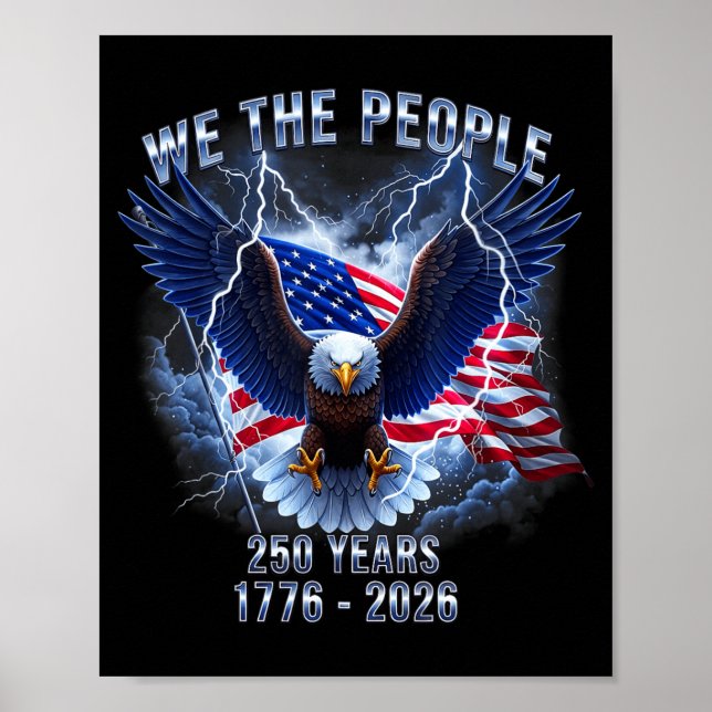 Affiche 250e anniversaire 1776-2026 Drapeau Amérique Aigle (Devant)