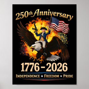 Affiche 250e anniversaire 1776 2026 Drôle Geogre Washingto