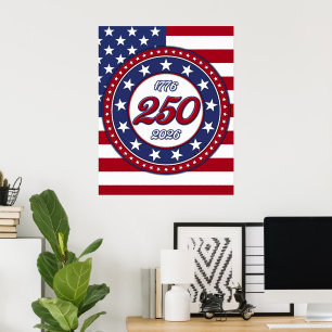Affiche 250e anniversaire d'Amérique avec le drapeau des É
