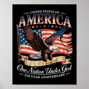 Affiche 250e anniversaire de la nation américaine Usa sous