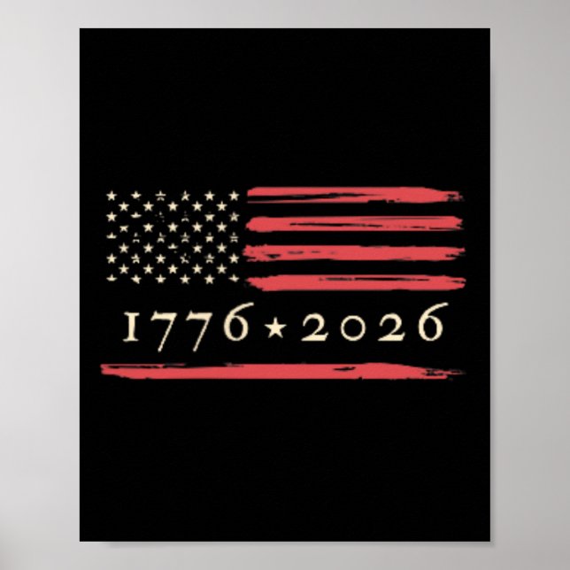 Affiche 250e anniversaire de l'Amérique 1776-2026 Drapeau  (Devant)