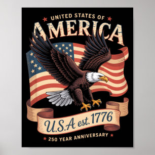 Affiche 250e anniversaire des États-Unis 4 juillet américa