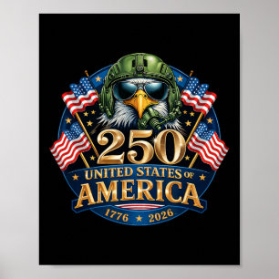 Affiche 250e anniversaire États-Unis 1776 2026 aigle patri