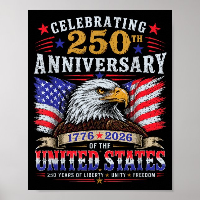 Affiche 250e anniversaire États-Unis 1776 à 2026 Aigle (Devant)