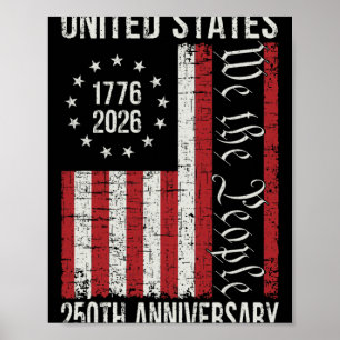 Affiche 250e anniversaire États-Unis 250 ans d'Amérique Pa