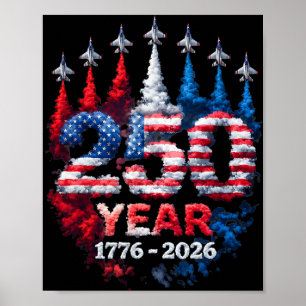 Affiche 250e anniversaire États-Unis Drapeau américain 250