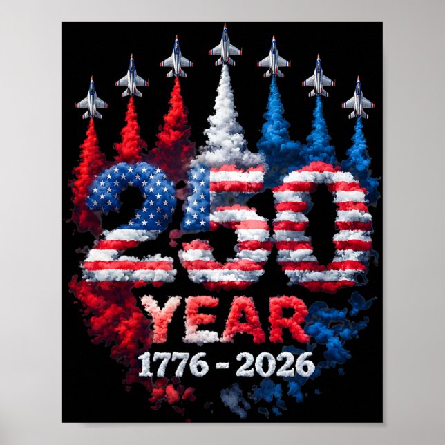 Affiche 250e anniversaire États-Unis Drapeau américain 250 (Devant)