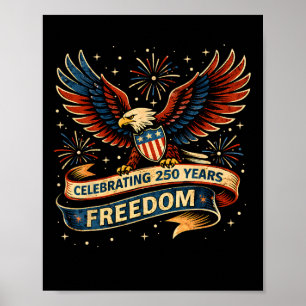 Affiche 250e anniversaire États-Unis Drapeau américain pat
