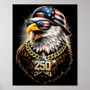Affiche 250e anniversaire États-Unis drôle 4 juillet indép