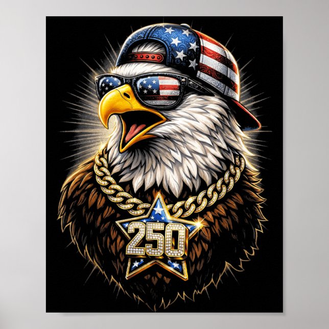 Affiche 250e anniversaire États-Unis drôle 4 juillet indép (Devant)