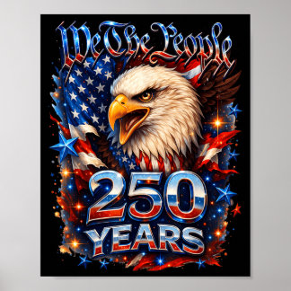 Affiche 250e anniversaire USA aigle patriotique 250e