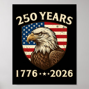 Affiche 250e anniversaire Usa aigle patriotique 250e 4 jui