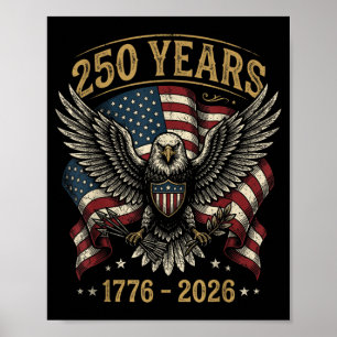 Affiche 250e anniversaire USA aigle patriotique 250e 4e