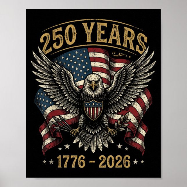 Affiche 250e anniversaire USA aigle patriotique 250e 4e (Devant)