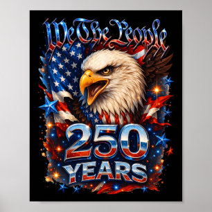 Affiche 250e anniversaire Usa aigle patriotique 250e Indép