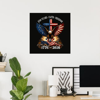 Affiche 250e anniversaire USA Foi Liberté