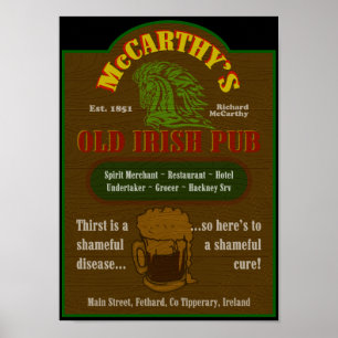 Affiche $25,00 de signe de Pub de McCarthy