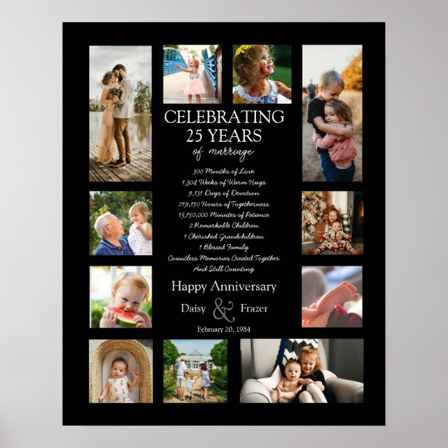 Affiche 25 ans mariage anniversaire photo collage modifiab (Devant)