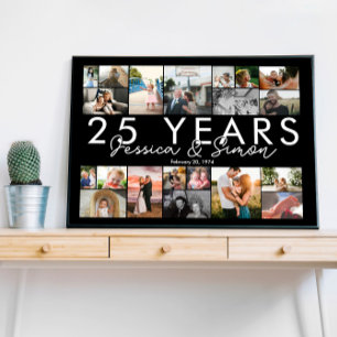 Affiche 25 ans mariage anniversaire photo collage modifiab