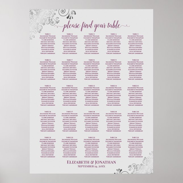 Affiche 25 Cassis de table sur le Mariage gris (Devant)