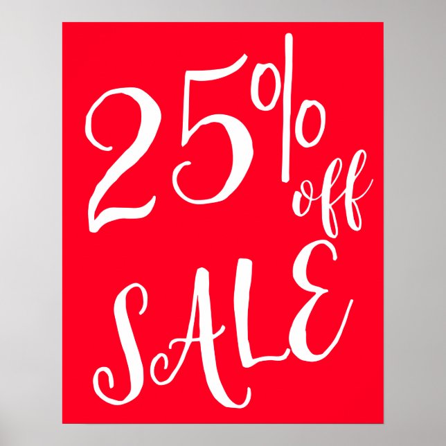 Affiche 25% De Promo Signal, Boutique Rouge Signal, Détail (Devant)