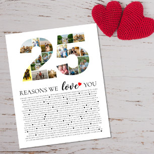 Affiche 25 raisons d'anniversaire de mariage pour lesquell
