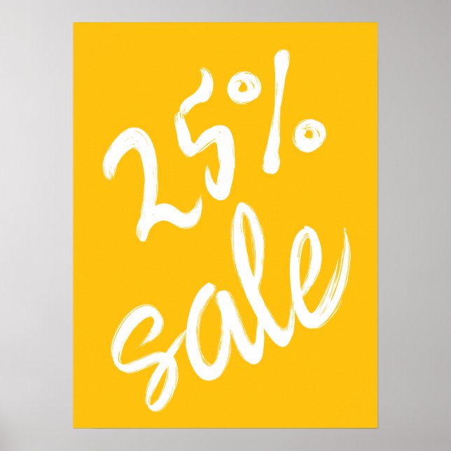 Affiche 25% Signe de vente, 18x24 Vente Jaune (Devant)