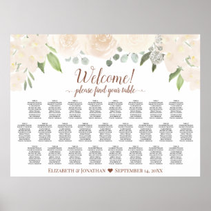 Affiche 25 Table Pale Blush Peach Boho Roses Plan de Table