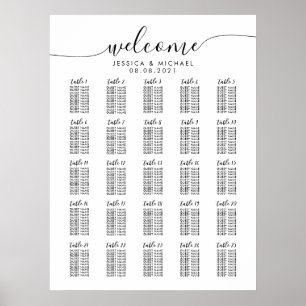 Affiche 25 Tables de Bienvenue Mariage 250 Invités Plan de
