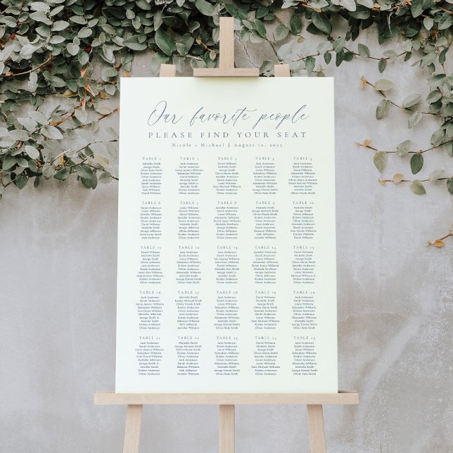Affiche 25 Tables Plan de table de nos personnes préférées (Créateur téléchargé)