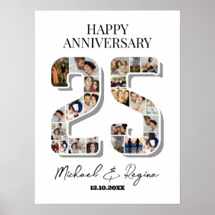 Affiche 25e anniversaire du Mariage Numéro 25 Collage phot