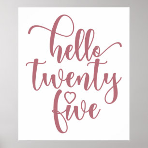Affiche 25e anniversaire femmes Bonjour 25 mignonne 25 ans