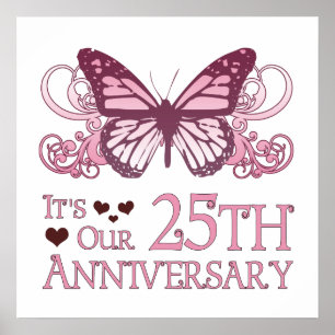 Affiche 25e anniversaire Mariage (papillon)