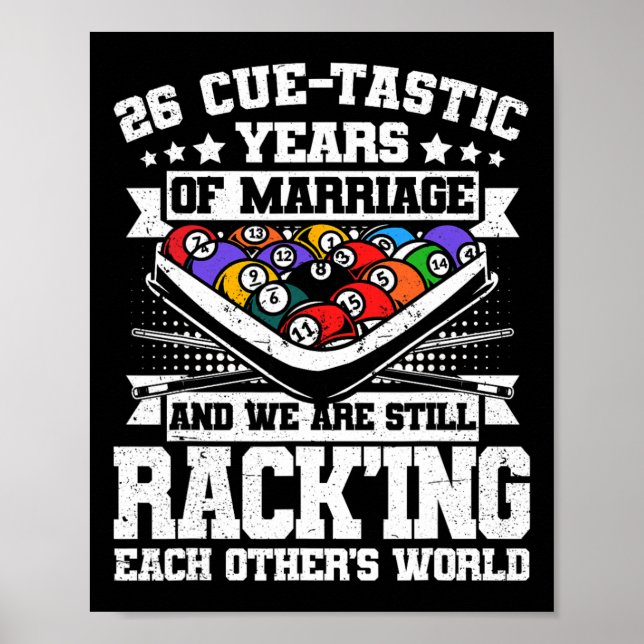 Affiche 26e anniversaire de Mariage billard de piscine 26  (Devant)