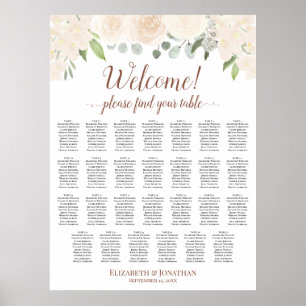 Affiche 27 Table Champagne Peach Boho Roses Plan de table