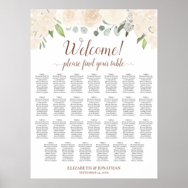 Affiche 27 Table Champagne Peach Boho Roses Plan de table (Devant)
