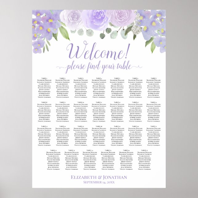 Affiche 27 Table Graphique de Placement Mariage Fleurs de  (Devant)
