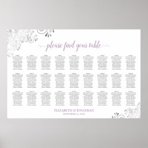 Affiche 27 Table Mariage Assise Graphique Blanc Lilas Dent