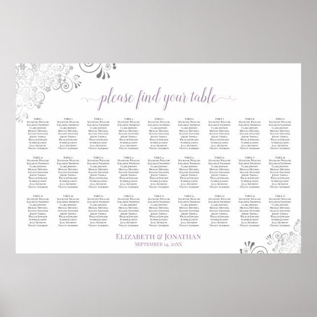 Affiche 27 Table Mariage Assise Graphique Blanc Lilas Dent (Devant)
