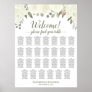 Affiche 27 Table Roses Blanches Ivoire Plan de Table de Ma