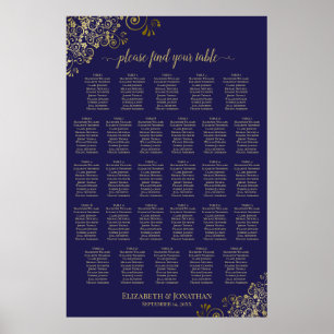 Affiche 28 Table Organisation de Mariage Assise Bleu Nuit