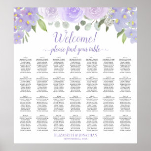 Affiche 28 Table Plan de table de mariage floral lavande