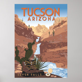 Affiche 28"x20 Sept Chutes - Tucson, Arizona