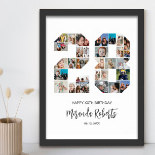 Affiche 28e anniversaire Numéro 28 Photo personnalisée Col