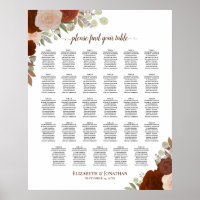 29 Table Autumn Floral Boho Wedding Seating Chart