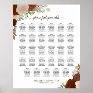 Affiche 29 Table Autumn Floral Boho Wedding Seating Chart