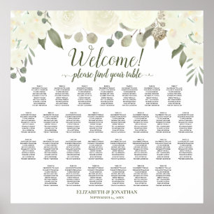 Affiche 29 Table Ivoire Roses Blanc Mariage Plan de Table