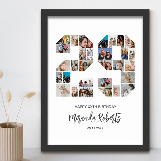 Affiche 29e anniversaire Numéro 29 Photo personnalisée Col (Créateur téléchargé)